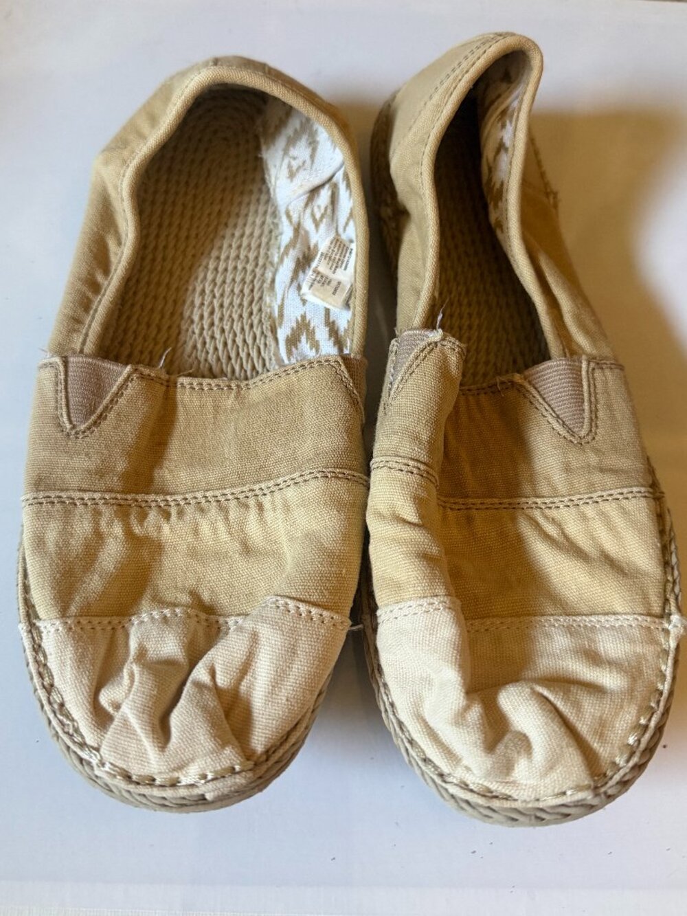 Faded Glory Khakis Canvas Espadrille Slip-Ons W 9